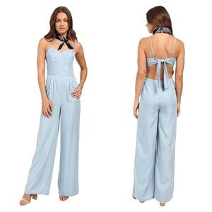Lovers+Friends Light Blue Women’s Gardenia Jumpsuit with Halter Neck Size Medium
